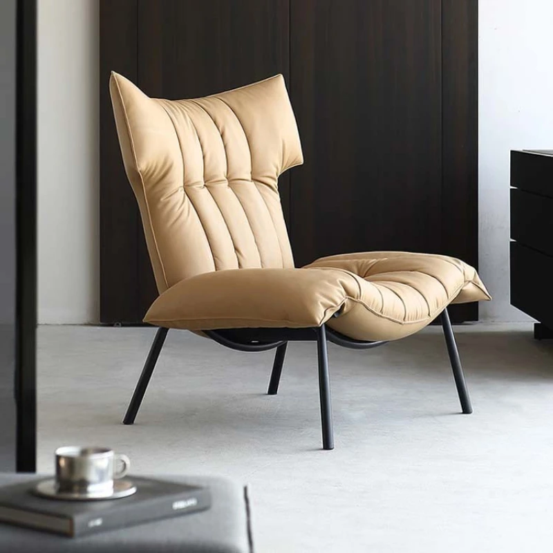 

Italian minimalist leather sofa, balcony recliner for home use