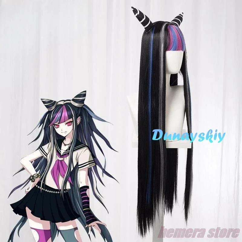 CosplayAnime Danganronpa Mioda Ibuki disfraz de Cosplay peluca colorida de cuerno de diablo para mujer accesorios de disfraz de Carnaval de Halloween