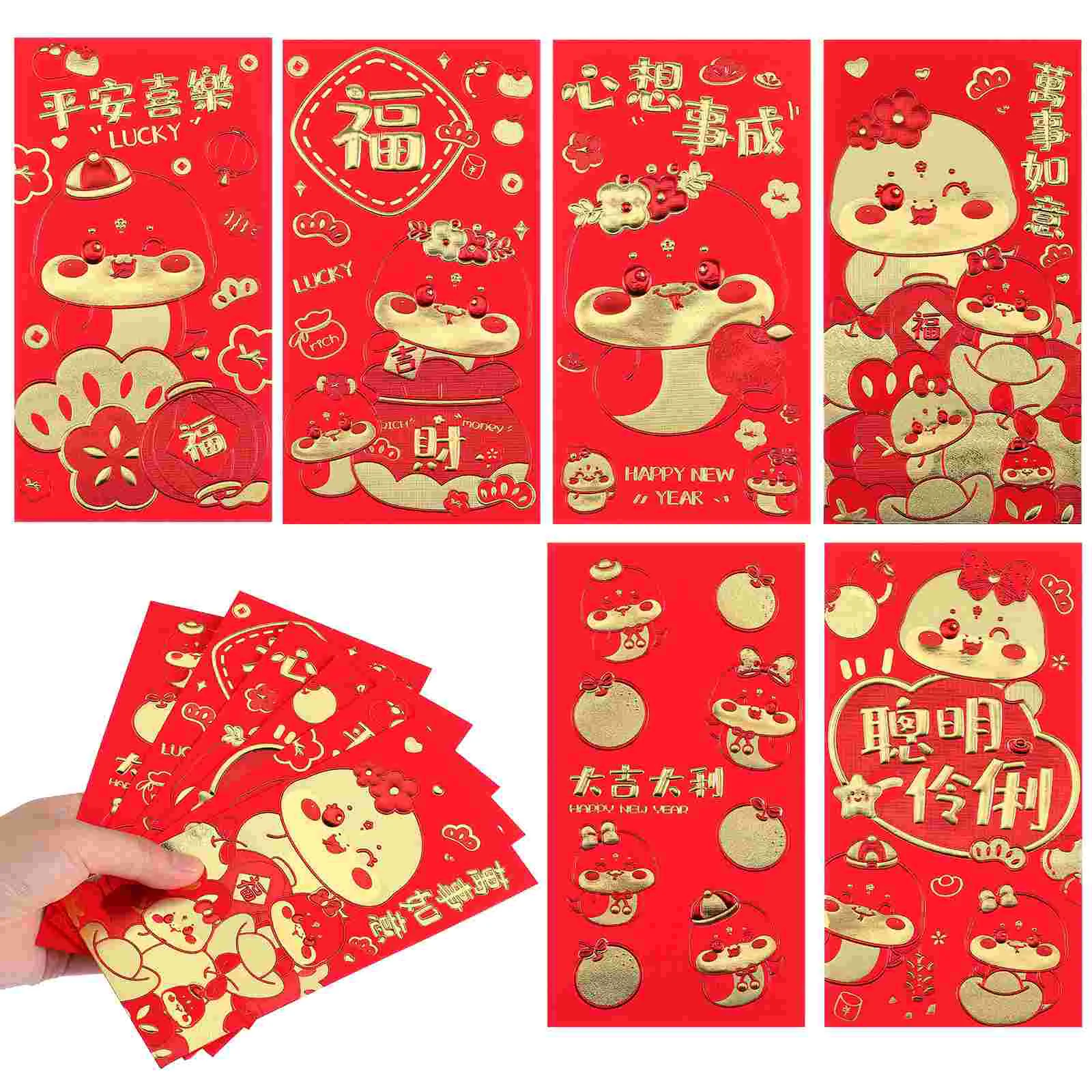 36 Pcs Hot Stamping Red Envelope Bag Money Envelopes Wedding Snake Year Paper Lunar Chinese New