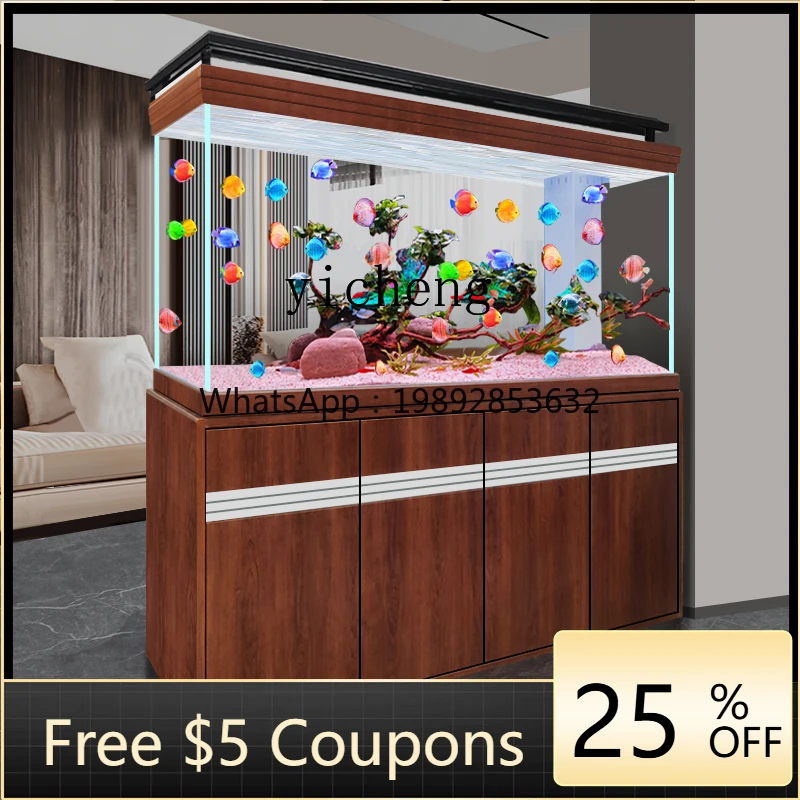 living room household aquarium large partition wall floor-to-ceiling water-free ecological family goldfish tank