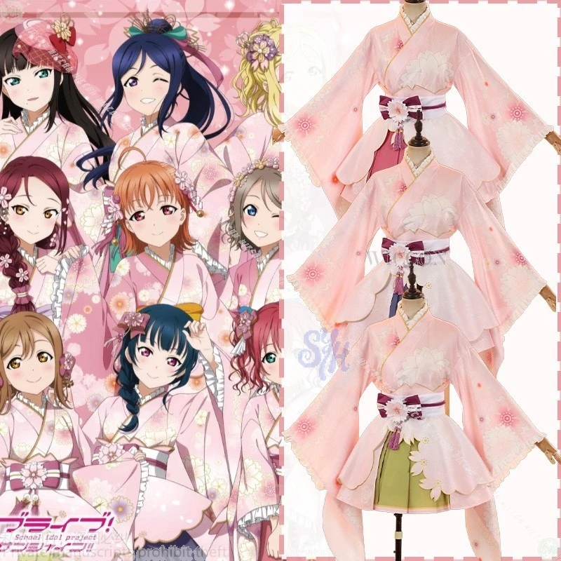 

LoveLive!Саншайн!! Aqours Powder Spy Kurosawa Ruby Tsushima Yoshiko Kunikida Hanamaru Pink Sakura Японское кимоно