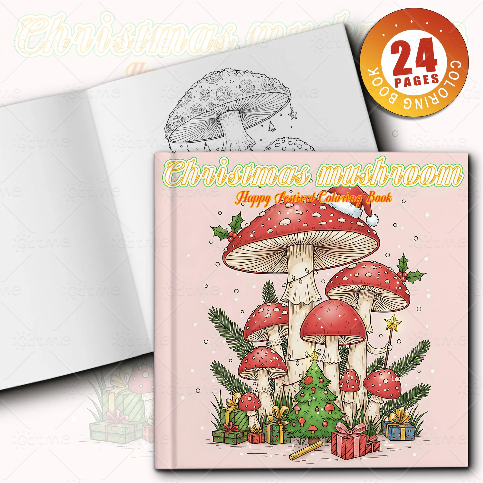 Christmas mushrooms Coloring Book for Adult Featuring Cute Cozy Daily Activities for Educational DIY Relaxation Children Drawing