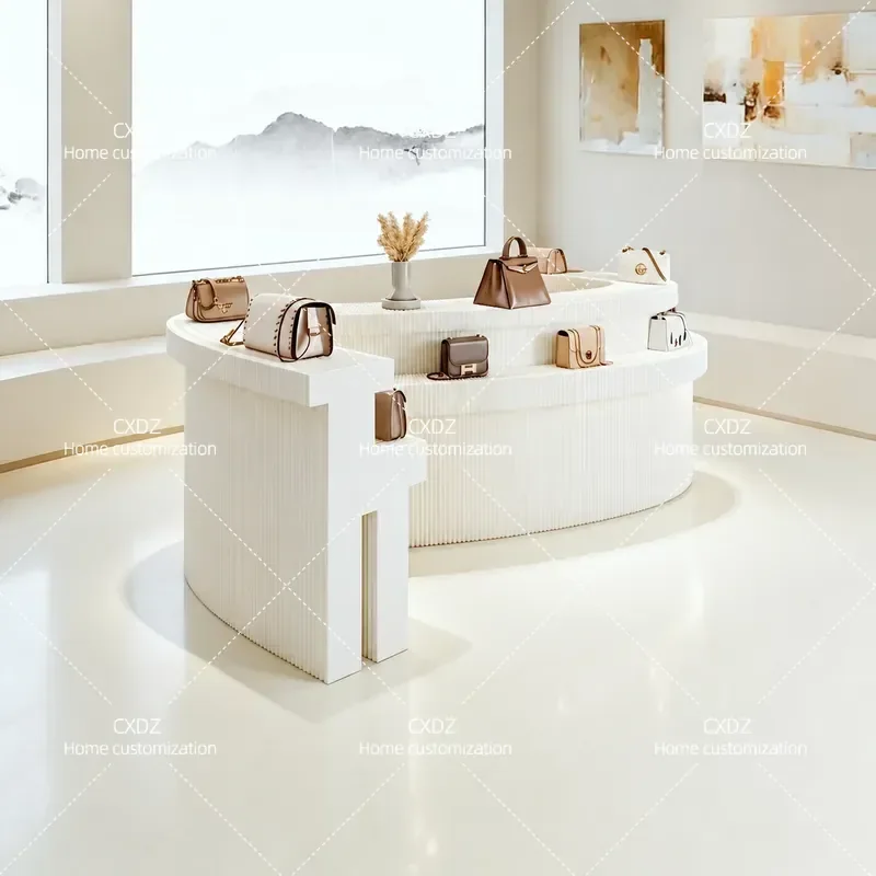 Long Ladder Floor to Ceiling Paper Display Stand Multi Functional Foldable Mobile Shopping Mall Exhibition Rack Cabinet