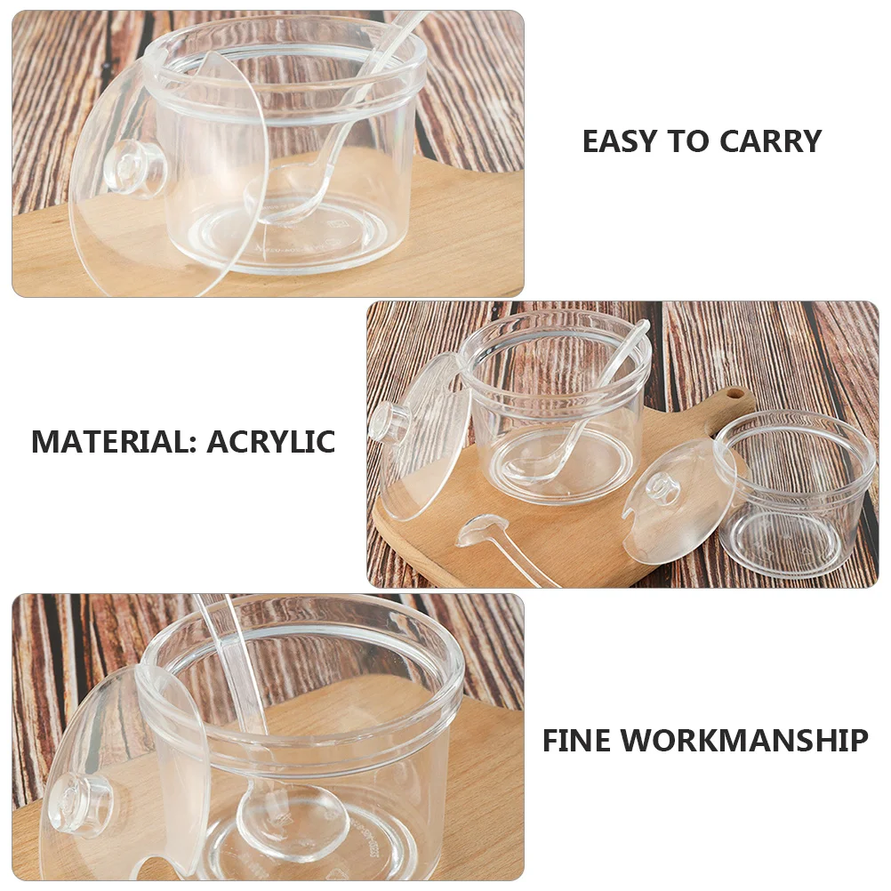 Boîte d'assaisonnement de cuisine, pot à épices en acrylique transparent avec couvercle pour conserver le sel, le poivre, le sucre, porte-condiments frais résistant à l'humidité, 2 pièces