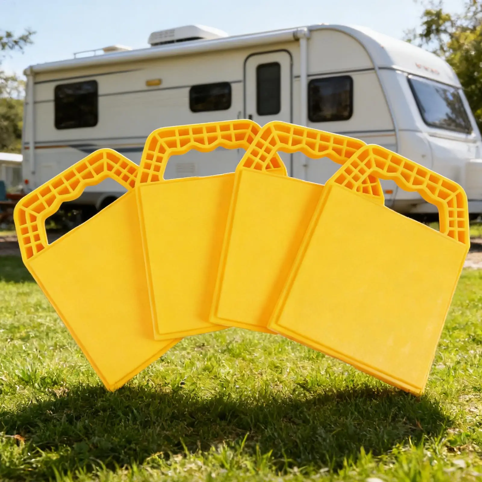 Rv Jack Pads 4 Pieces Anti-Slip Stable Support Stabilizer Block Stabilizing Outrigger Pads For Rv For Crane Trailer Tow Truck