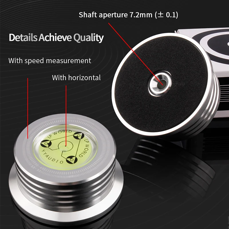 YYAUDIO Universal 50Hz LP Vinyl Record Player Disc Turntable Stabilizer With Level Aluminum Alloy Weight ClampMusic Player