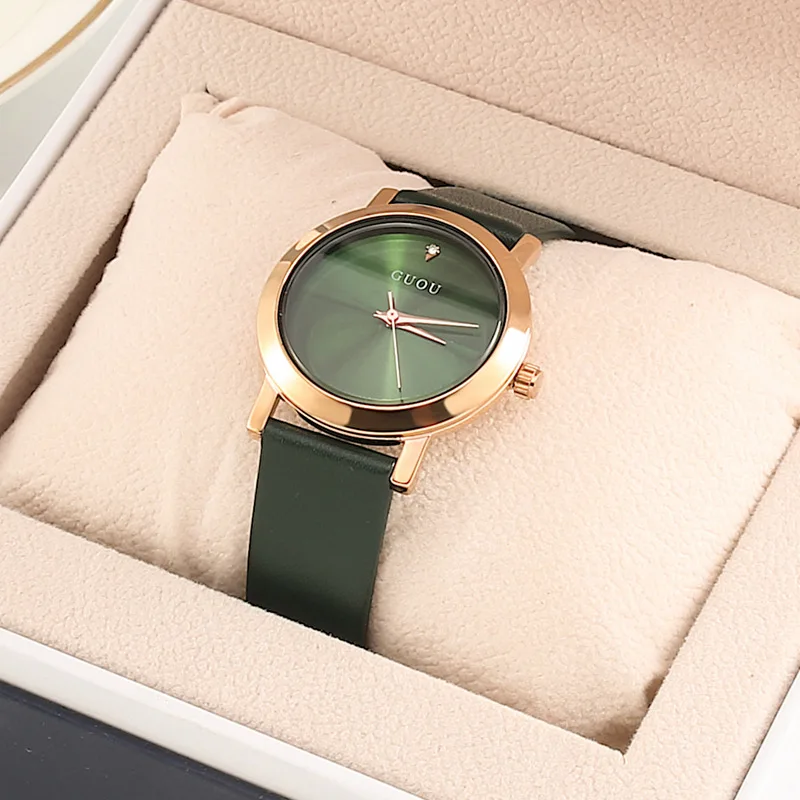

New Stylish And Exquisite Minimalist Dial Women'S And Student Watch, Leather Strap Watch, Women'S Stainless Steel Wristwatch.