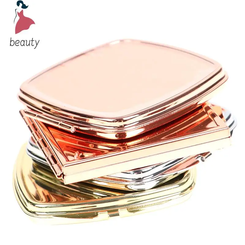 Miroir de Poche Pliable en Acier Inoxydable, Accessoire de miles Compact, Carré, en Métal, pour Maquillage, Cosmétique, 1 Pièce