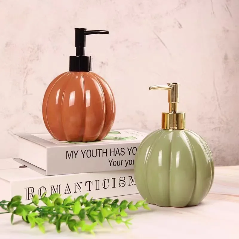 Foreign Trade Pumpkin Ceramic Bottle Lotion Bottle Bathroom European Retro Shower Gel Sub-bottle High Value Shampoo Press
