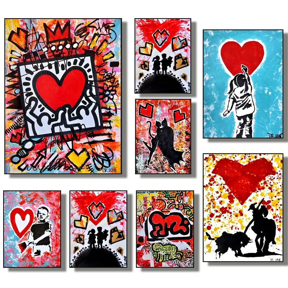 

Abstract Graffiti Pop Love Canvas Painting Street Arts Posters and Printmaking Print Wall Art Room Home Decoration Canvas Images