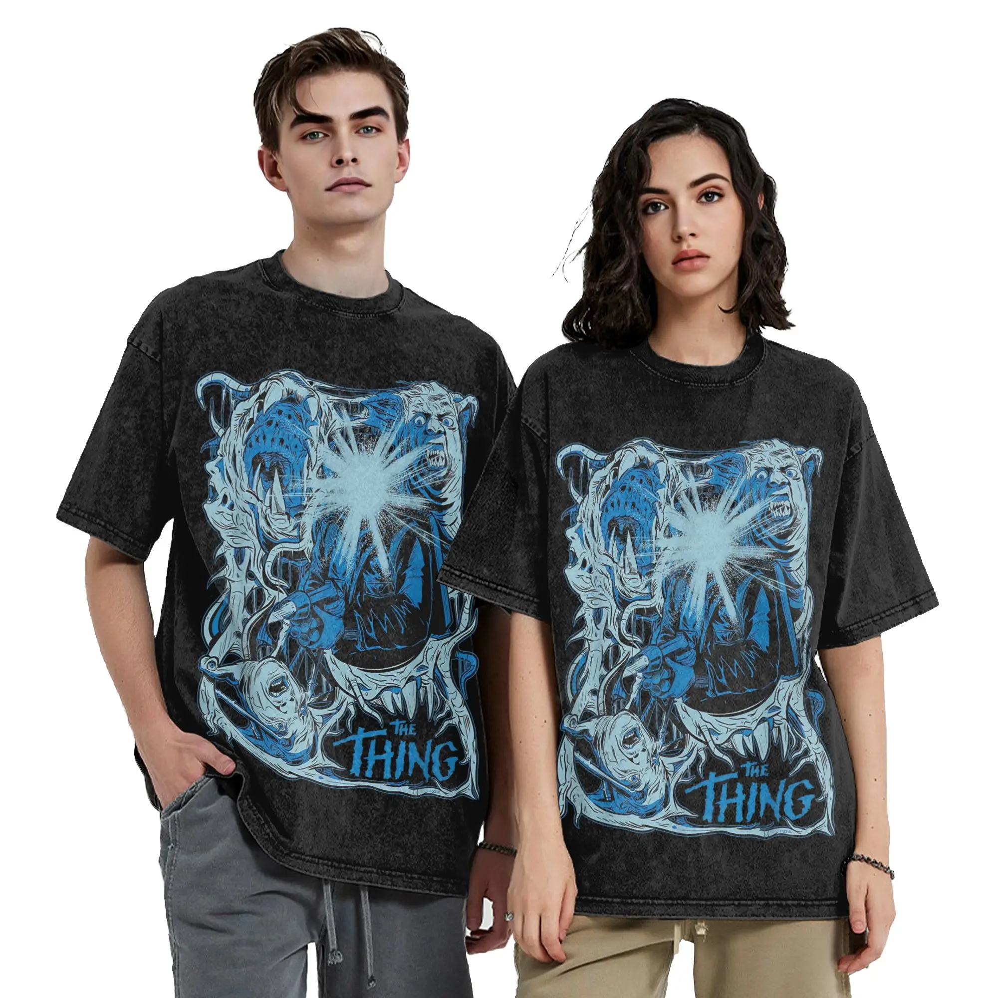 The Thing John Carpenter T Shirt Hip Hop Washed Short Sleeve T-Shirt  Vintage Men Women Tops Streetwear Summer Tee Shirt