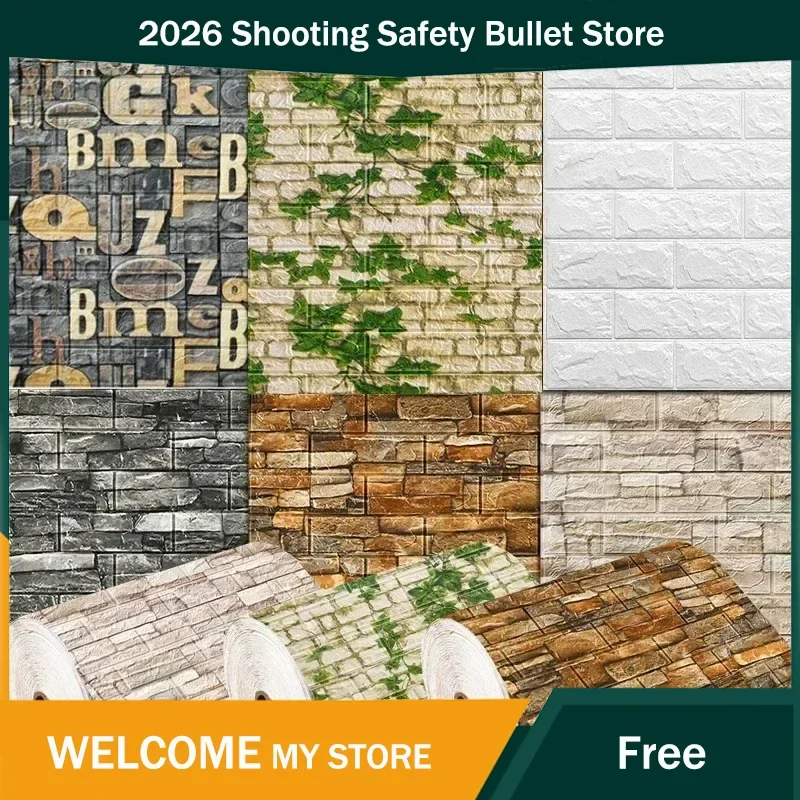 

3D Self-Adhesive Wallpaper Continuous Waterproof Brick Wall Stickers Living Room Bedroom Children's Room Home Decoration 2026