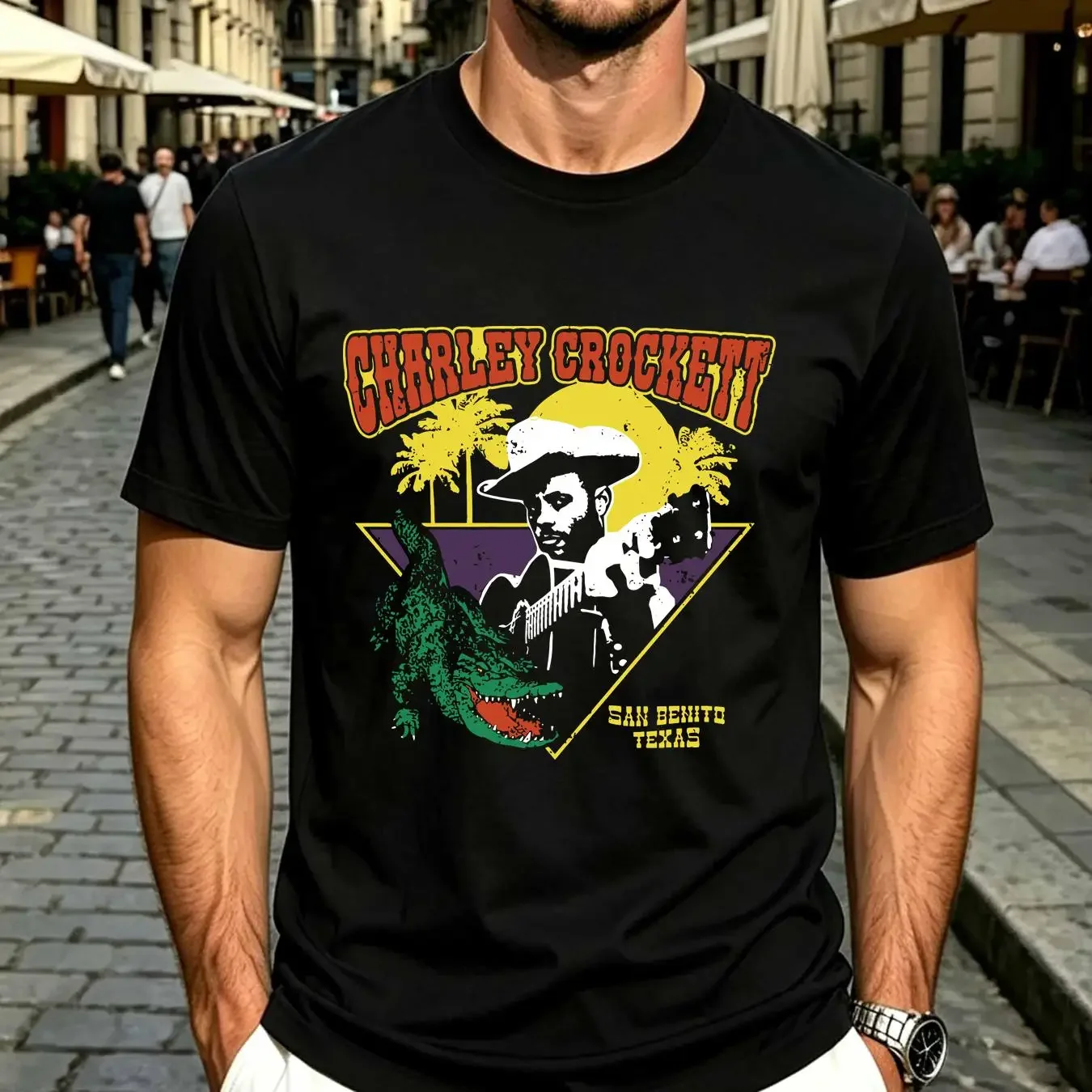 washed T Shirt San Denito Texas Charley CrocketT Classic Black S 2345XL VE1443 long or short sleeves vintage Washed Stylish