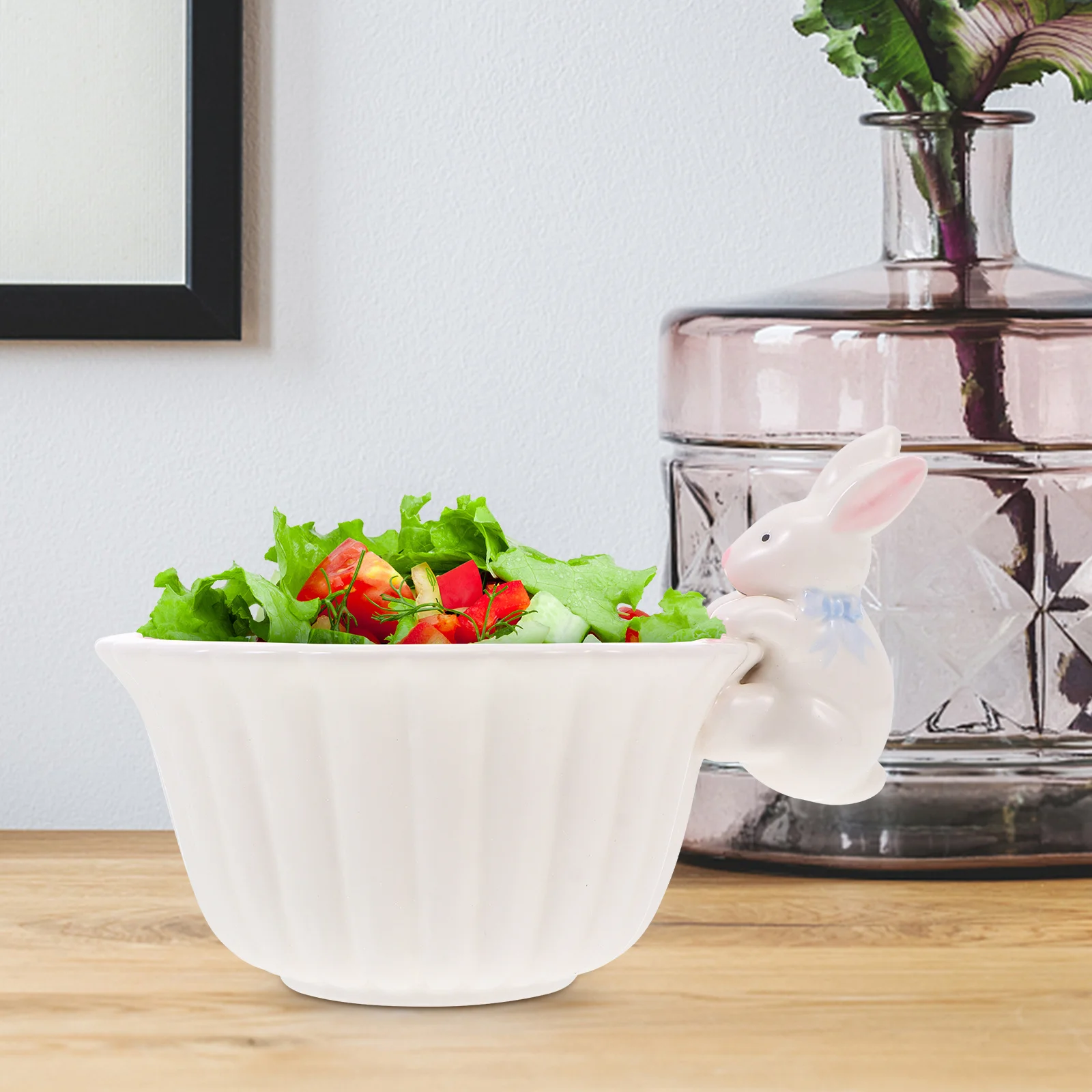 

1Pcs Adorable Ceramic Rabbit Bowl Durable and Portable for Safe Eating Environment Gift Idea Ceramic Bowl Food Holder