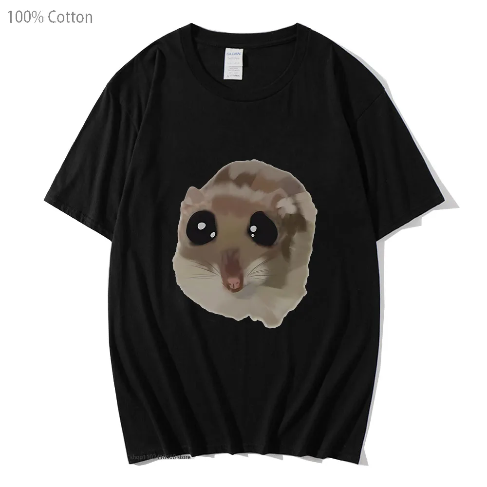 Sad Hamster Meme T-Shirts Kawaii Cute Women Clothing Summer Soft Tshirts 100% Cotton Girls Top Mens Unisex Tee-shirt Y2k Clothes