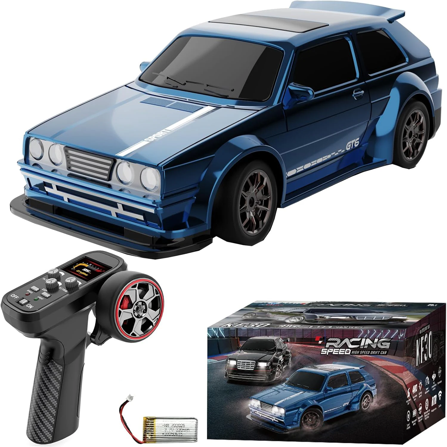 

KF30 1:43 4WD RC Car With Gyroscope & Dual Motor System 2.4G Full-Proportional RC High Speed Racing Car LED Lights Toys Gifts