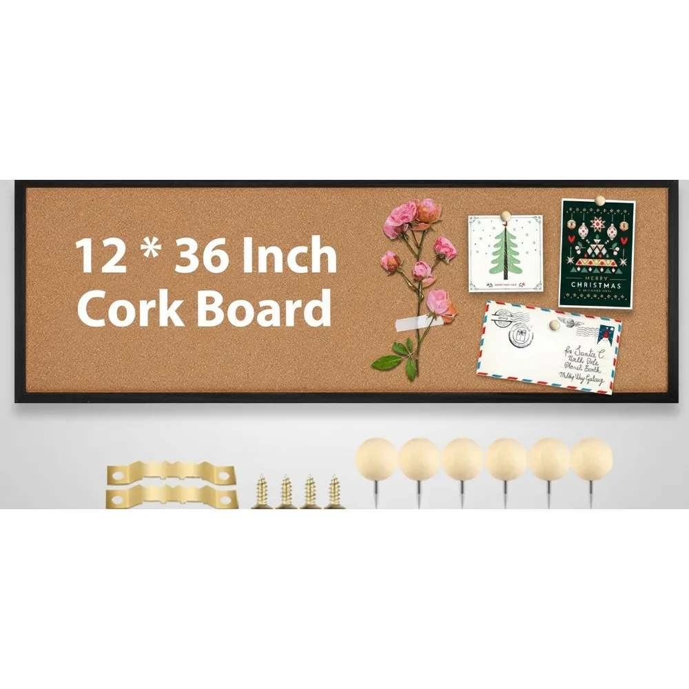 

Большая настенная пробковая доска объявлений с черной рамкой, простой монтажный комплект для домашнего офиса, школьная булавка, снасти