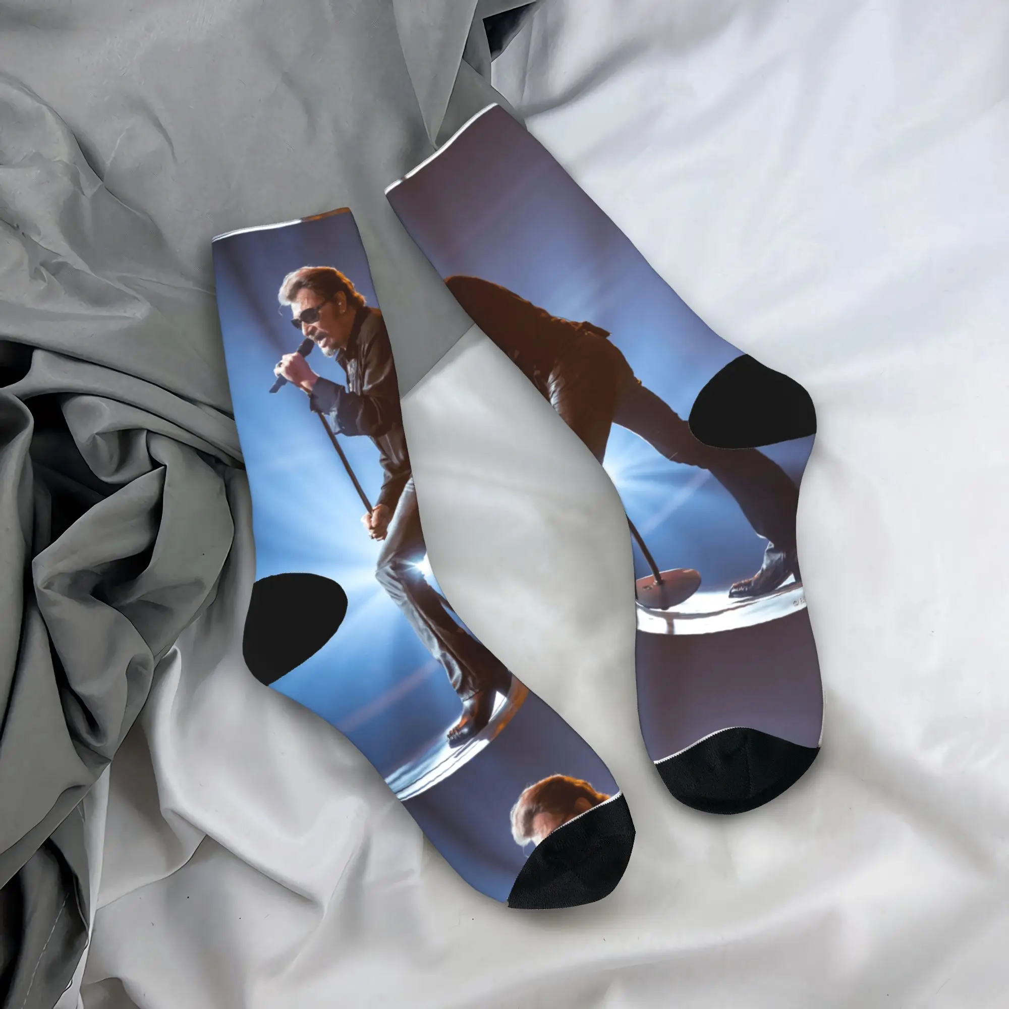 

Рок-звезда J-Johnny, чулки на Хэллоуин, забавные носки с принтом, осенние нескользящие носки, удобные уличные носки для пары