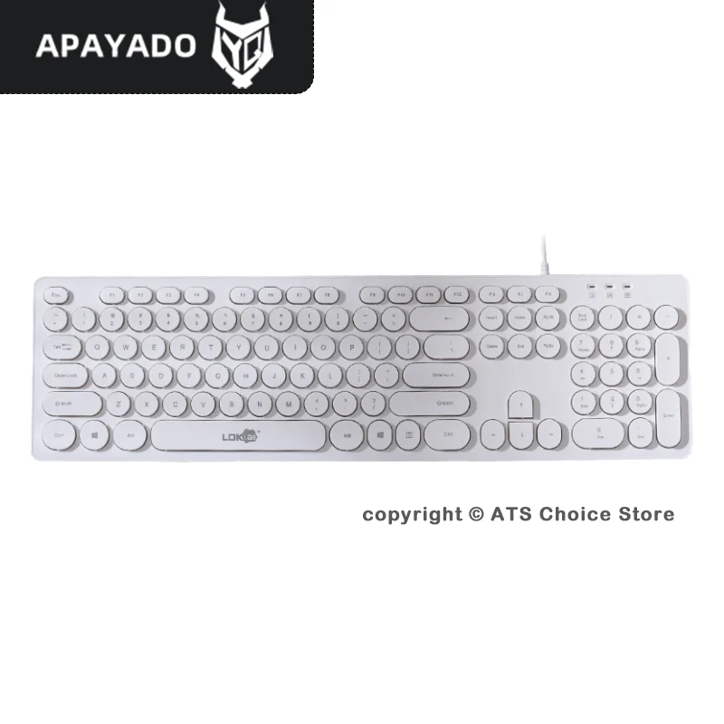 Office Keyboard Wired USB 104 Keys Round Keycap Full Size Keyboard with Numeric Keypad for Office LDK-K19