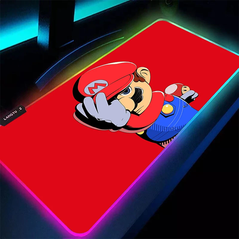 

RGB Mouse Pad M-Mario 90x40cm professional eSports game players Speed Edge White Lock Edge Rubber Desk LED Mousepad Keyboard Mat