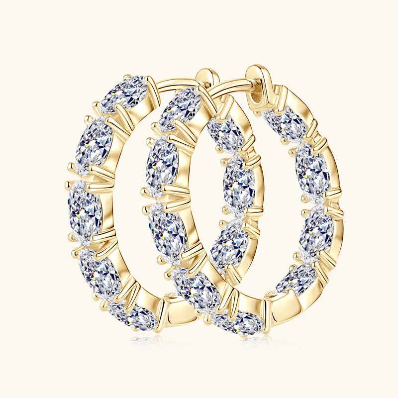 IOGOU 3x5mm Oval Cut Moissanite Diamond Hoop Earrings for Women 925 Sterling Silver D2.70CT Row Earrings Luxury Jewelry 2025 New view 5