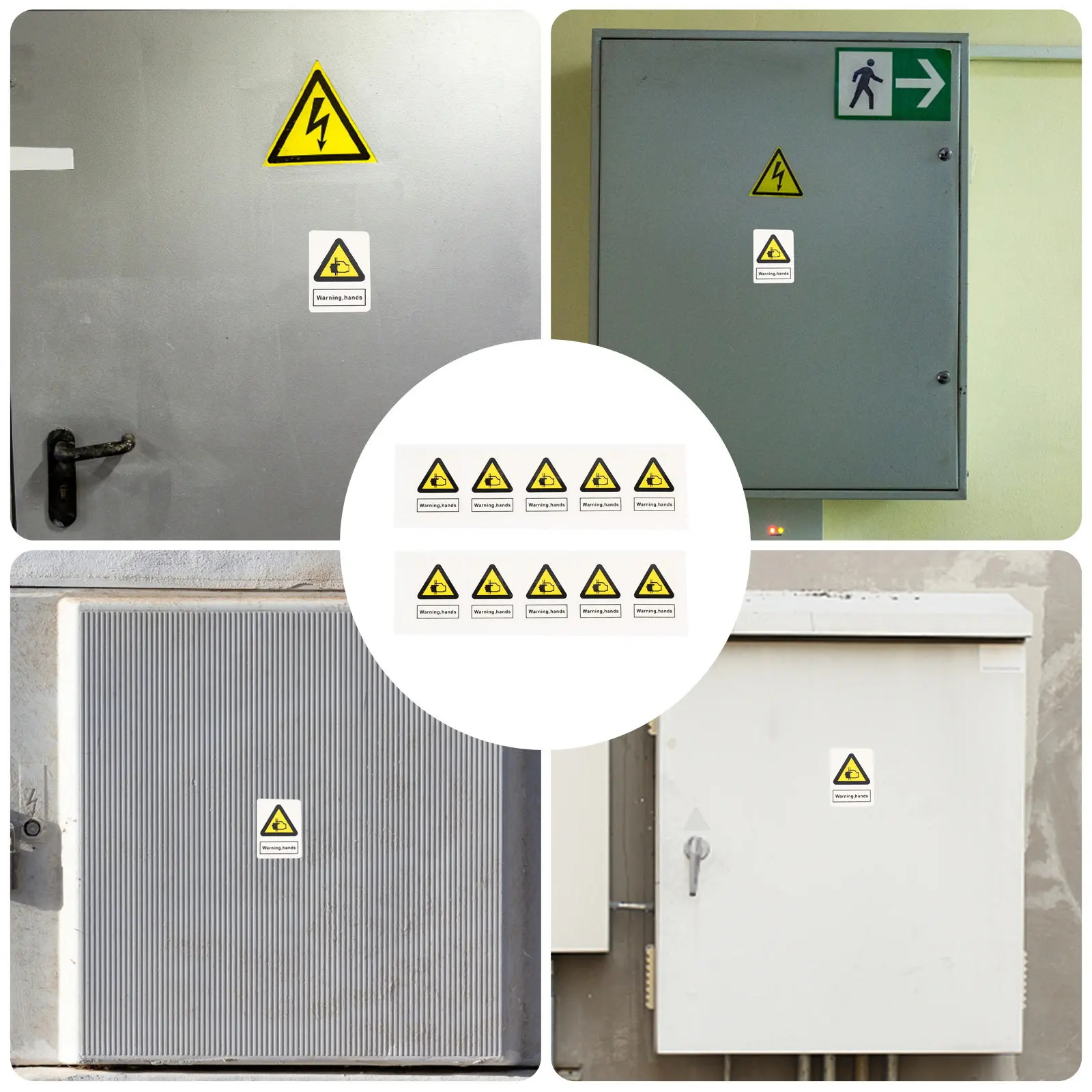 10Pcs Warning Hands Pinching Sticker Premium Vinyl Caution Sticker with Strong Adhesion for Industrial Safety Warning Sign Decal
