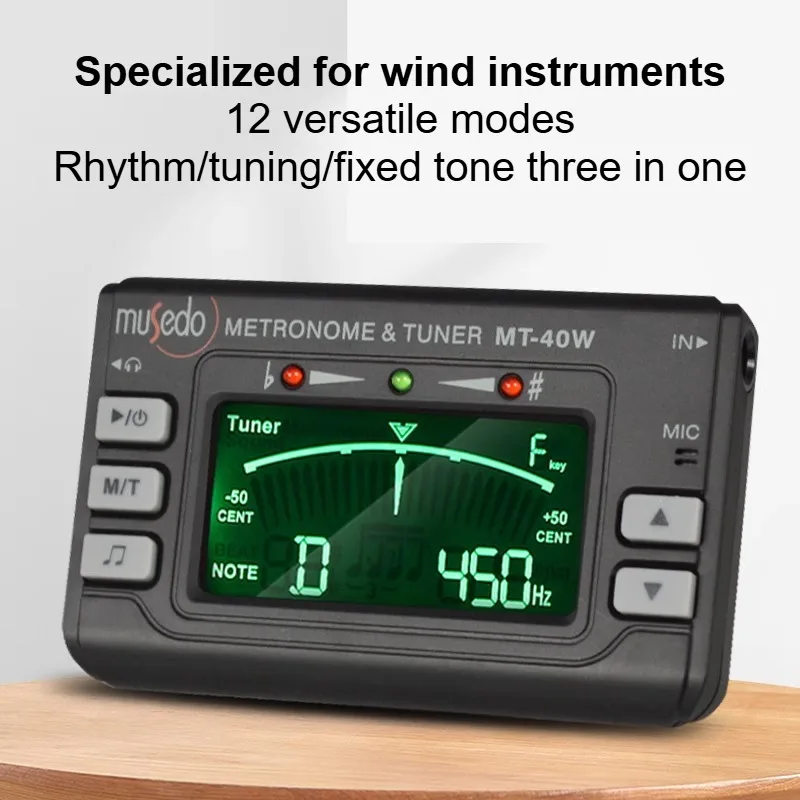 MT-40W Seruling/Saksofon/Tuner Angka Kecil Gitar Angin Tuner Metronom Daya Tahan Layar Warna LED Aksesori Alat Musik