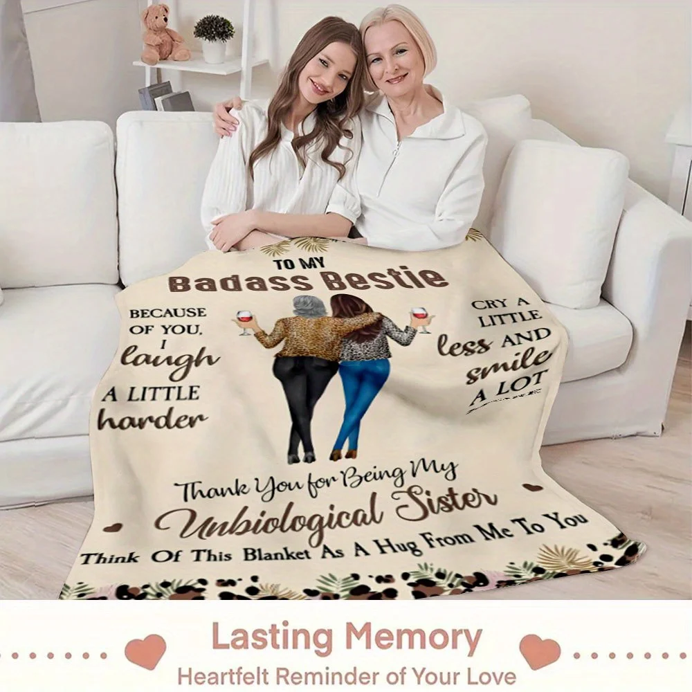 Best Friend Theme Flannel Blanket, Hypoallergenic Fabric, Digital Print, All-Season Use, Multi-Purpose, Fashionable Style, Ideal
