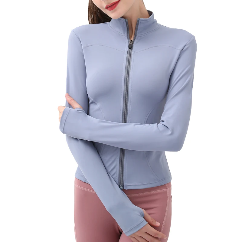 Casual Long Sleeve Sports Jacket Women Zip Fitness Yoga Shirt Quick Dry Gym Top Activewear Running Sportswear Workout Clothes