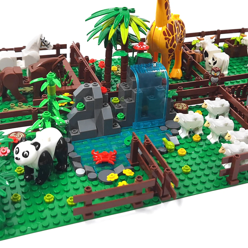 MOC Farm and Ranch Decoration Model Zoo Botanical Garden Building Blocks DIY Bricks Rural Landscape Animal and Vegetable Scenes