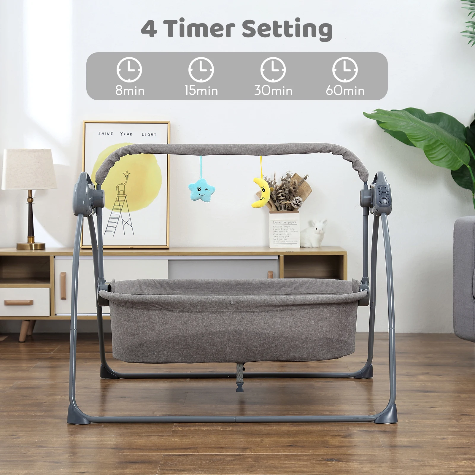 Putybudy S-C901 Foldable Electric Baby Bassinet Baby Swing Bed Bedside Sleeper Baby Crib for Infant Washable with Remote Control