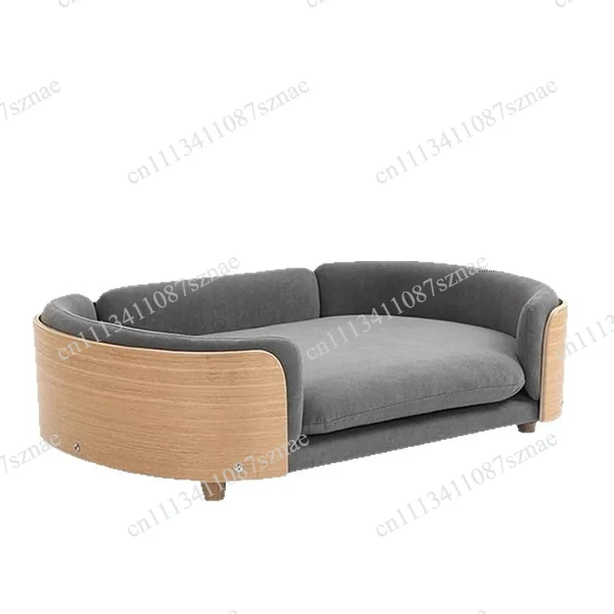Solid Wood Minimalist Cat Bed with Sofa Design, Multi-Functional Rest and Play House for Kittens, Dog Friendly Pet Furniture