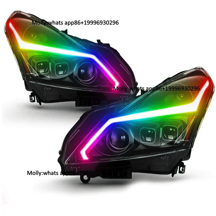 FOr Infiniti G25 G37 Improved GTR 10-15 Four-Door Model Headlights 2 Pcs LED DRL Turn Signal Flow Sk6812rgbw Angel Eye