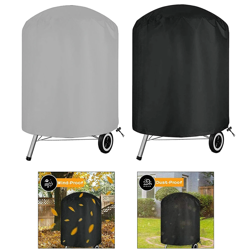 Grill Cover Outdoor Charcoal Kettle Grill Cover Heavy Duty Waterproof Round BBQ-Smoker Covers Waterproof Windproof Dustproof