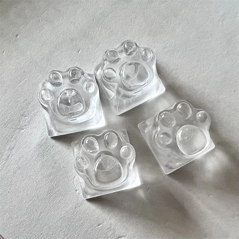 Cat Paw Clear Resin Keycap Mechanical Keyboard Computer Camer Backlit RGB Tiffany Transparent DIY Cherry Key cap Custom ESC WASD