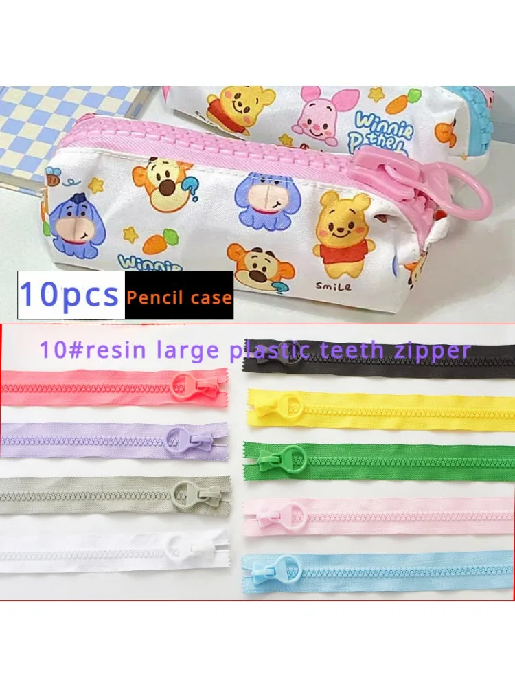 (10pcs)Stationery bag zipper no stop bag Large bag Makeup bag  10# resin large plastic teeth plastic zipper 30cm