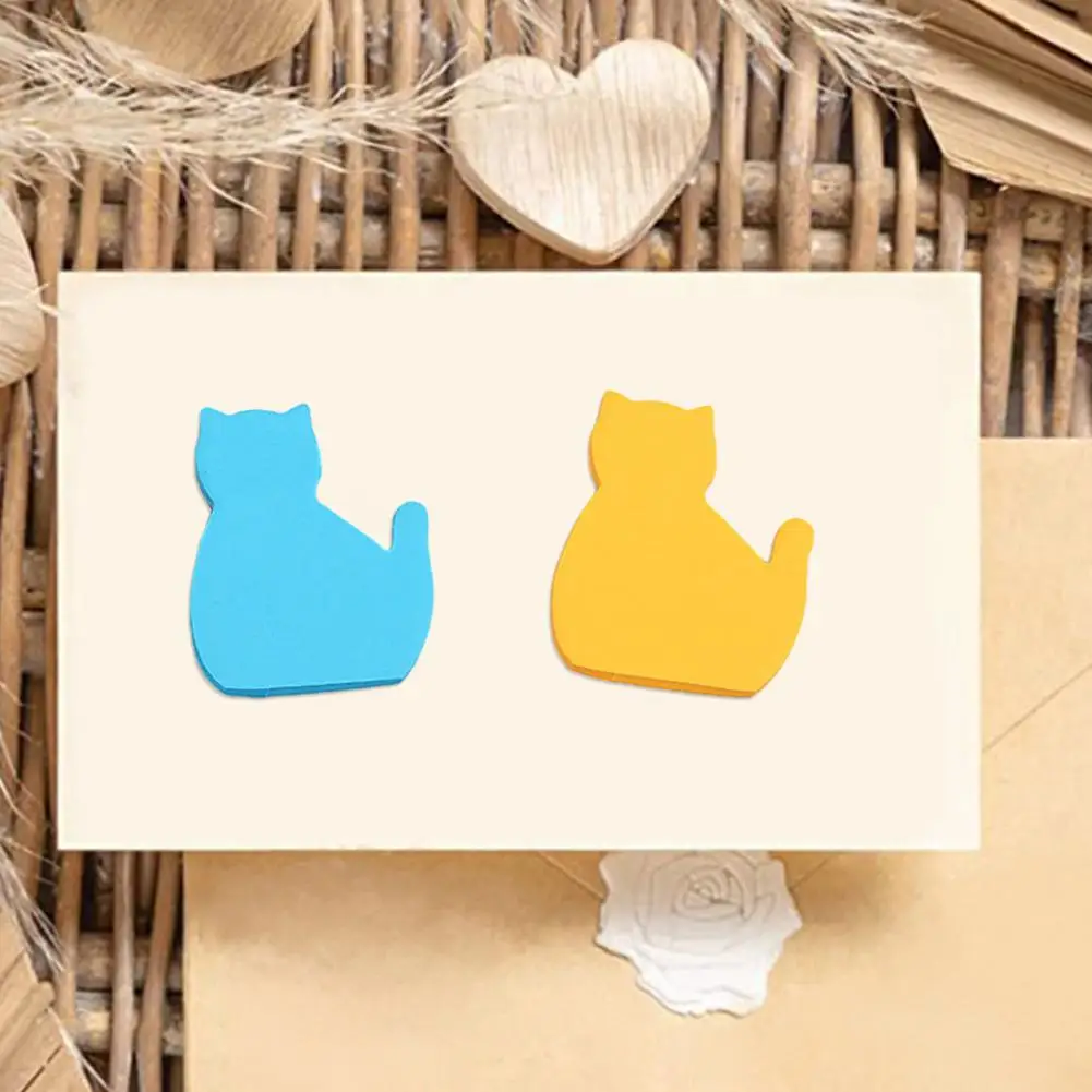 Sticky Note Pads 6pcs Adorable Cat-shaped Sticky Notes with Strong Self-adhesive Stickiness Bright Colors for Notebook Markers