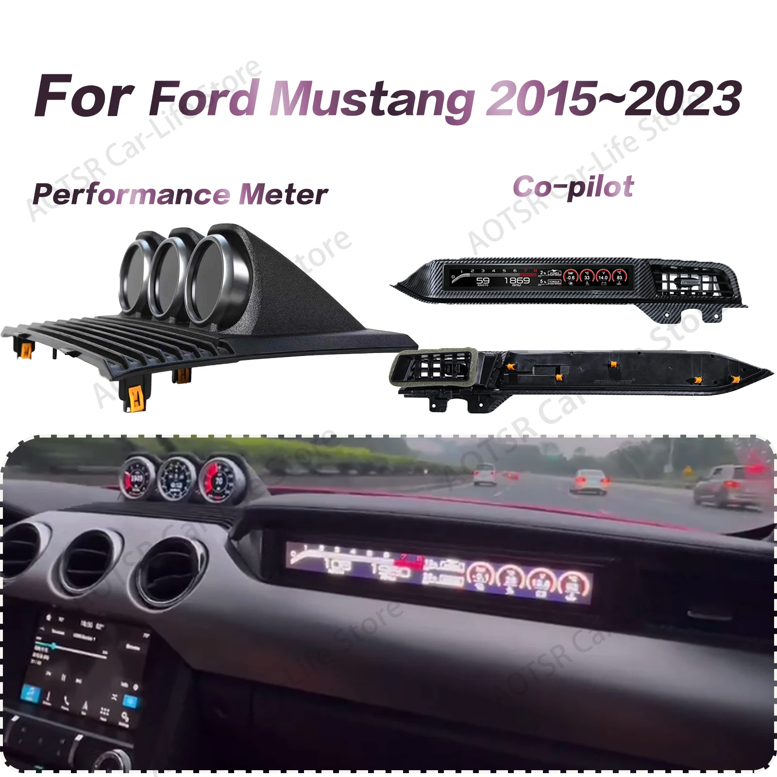 Complete upgrade For Ford Mustang 2015~2021 Car Odometer Digital Cluster Virtual Cockpit Speed Digital Meter Screen Co-pilot