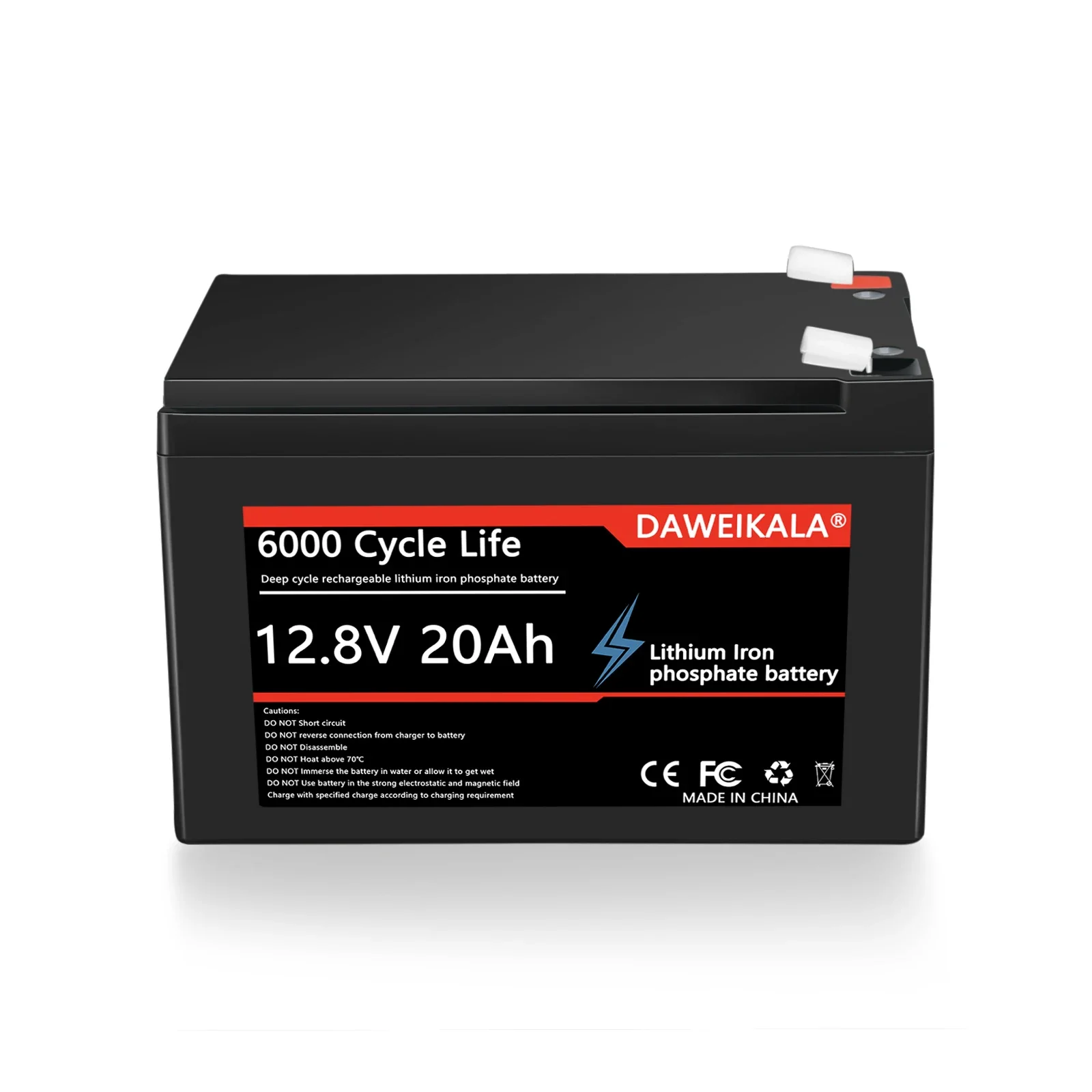 12V 20Ah Lithium Battery LiFePO4 DeepCycle Rechargeable Battery With 20A BMS For Solar Wind Power Marine Fish Finder Ride-on Toy