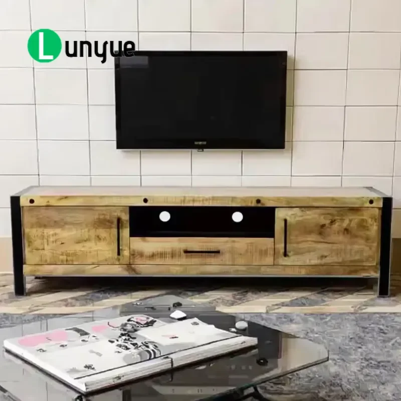 Modern Solid Wood TV Stand Classic Design Durable Affordable Home Living Room Furniture Storage Console Visually Pleasing