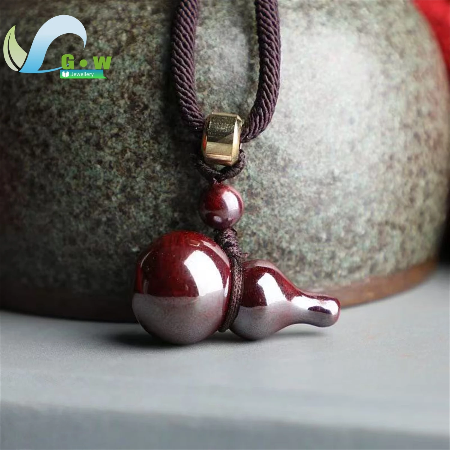 Natural Raw Cinnabar Carved Gourd Pendant Necklace High Grade Imperial Red Sand Amulet Unisex Handmade Gemstone Jewelry Charm