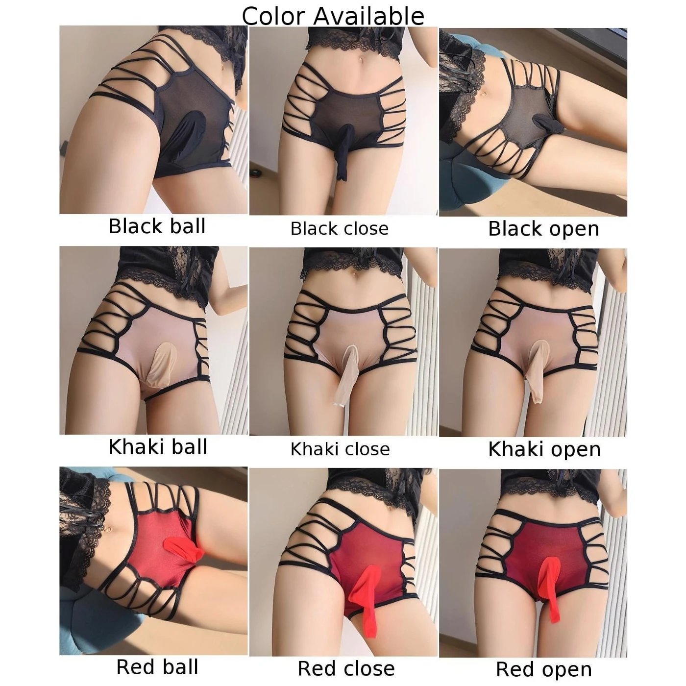 Men Sexy Sheer Underwear Crotchless Lingerie G-String Middle Waist Pouch Sheath Panties Briefs See-Through Sissy Panties