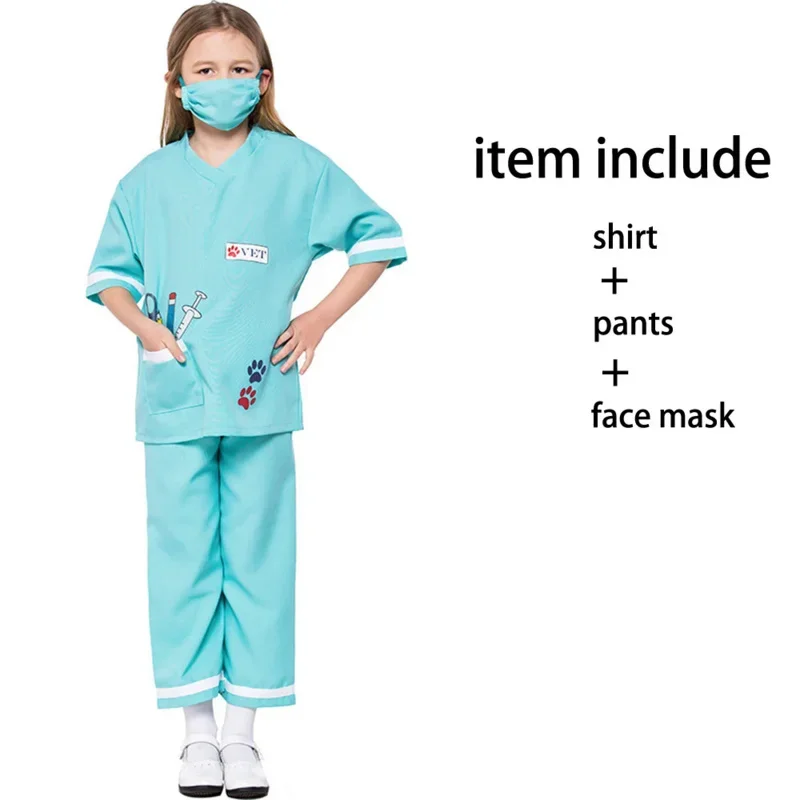 Halloween Child Girl Veterinary Uniform Book Week Kid Animal Doctor Nurse Outfit Fancy Dress MN12