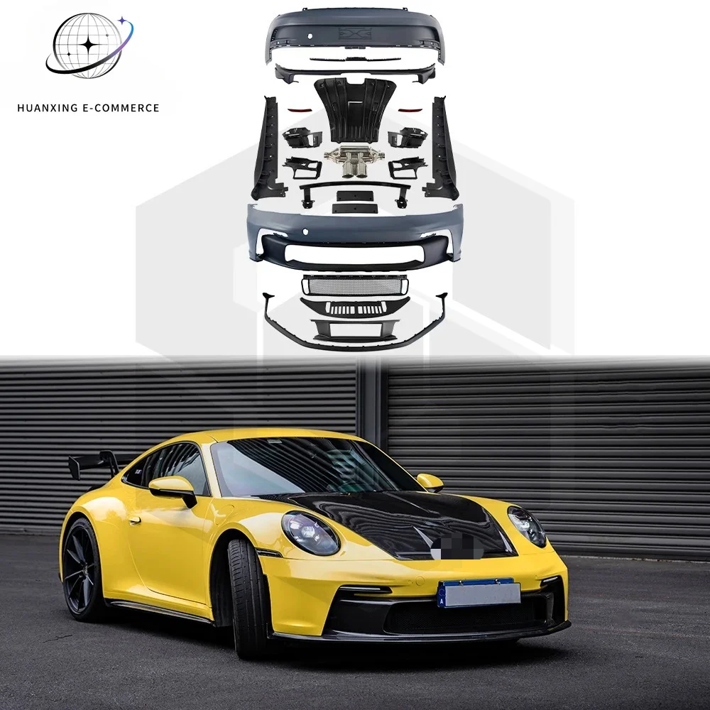 Factory Direct SaleNew PP Material Upgrade GT3 Style Bracket Kit for  911 992.1 992.2 Front Bumper Lip Spoiler Rear Diffu