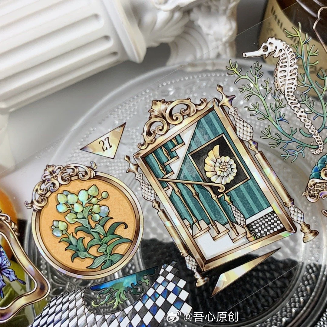 1 Loop Pet Washi Tape Sample Rimi Bookcase PET Shell Light, Mrs. Chili Drawing Quicksand-mahjong Badge Journal