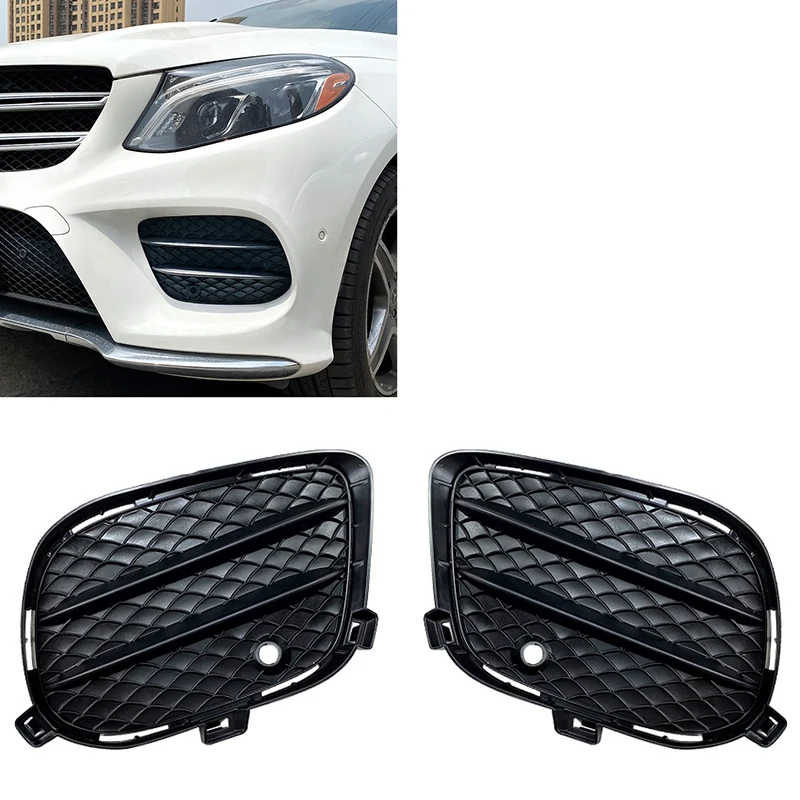 NEW-Car Front Bumper Fog Light Mesh Grill Grille Grills For Mercedes-Benz GLE GLS GLE Coupe W166 X166 C292 2016-2019