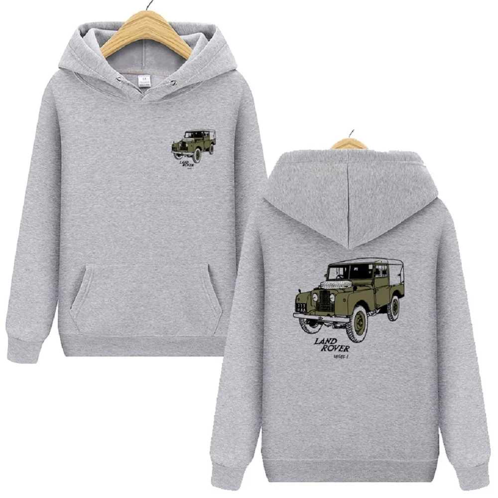 Youth Men\'s Land Cars Rover 90 Series Army Car Men Hoodie Wool Warm Sweatshirt Men\'s Breathable Pullover Hoodie