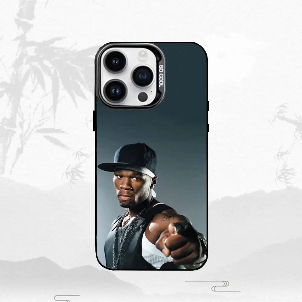 50 C-Cent Singer In D-Da Club iPhone17、16、15、14、13、12、11 Plus、Pro Max用スマホケース ブラックマット耐衝撃カバー
