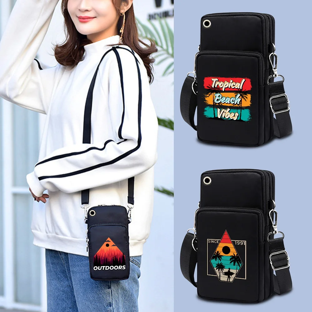 Mobile Phone Bag Women's Sports Arm Bags for Iphone/huawei/xiaomi Universal Waterproof Cell Phone Purse Holiday Print Wrist Pack