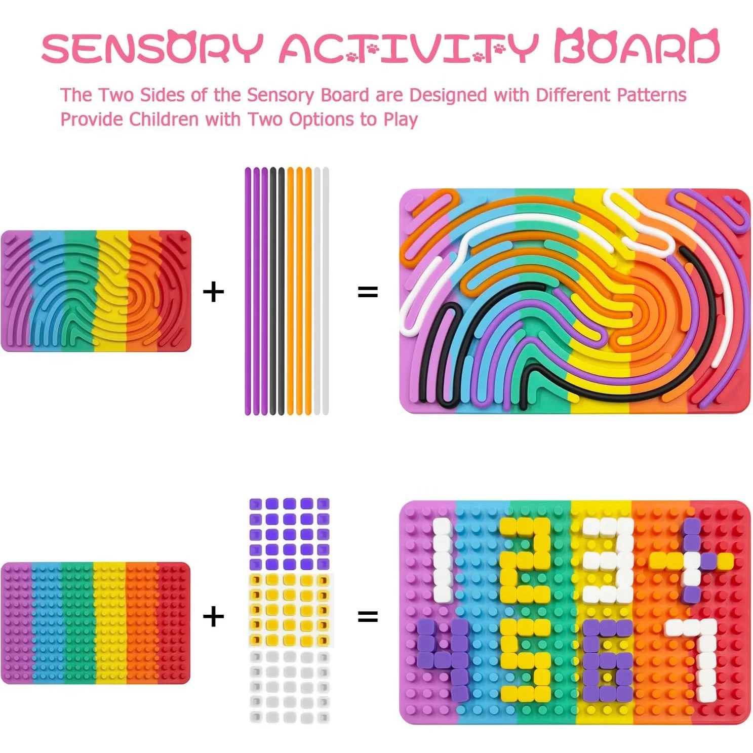 Sensorisches Aktivitätsbrett aus Silikon, Sensorisches Aktivitätsbrett für Kinder, Puzzle und Stressabbau-Spielzeug, Fidget-Spielzeug – Detail 2